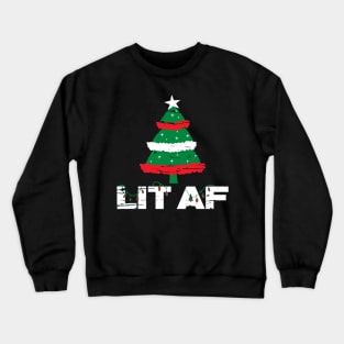 lit af christmas tree Crewneck Sweatshirt